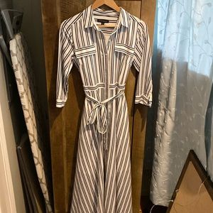 Banana Republic Striped Button-Down Midi Dress with Belt - Size 4